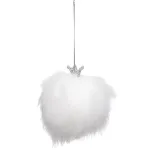 Glob decorativ pufos alb pentru brad si decor festiv, 8 cm