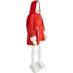 Pătură tip hanorac roșie cu mâneci, glugă și buzunar, plus moale