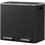 Coș de gunoi reciclare SONGMICS din inox, 2 compartimente 2x24L, negru