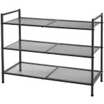 Etajeră pentru pantofi SONGMICS, metalică, 3 niveluri, suprapozabilă, negru
