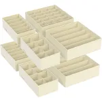 Set 8 organizatoare lenjerie pliabile SONGMICS pentru sertare si dulap, bej