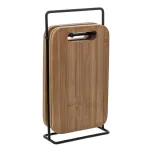 Set 4 platouri tapas din bambus cu suport metalic 5Five, natur