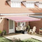 Cortina Retractabilă Manual Roșu și Alb 450 × 300 cm GartenMobel Dekor