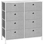 Comodă SONGMICS cu 8 sertare textile, cadru metalic și blat MDF, gri-alb