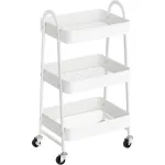 Carucior de depozitare SONGMICS cu 3 niveluri, roti si frane, alb