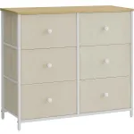 Comodă SONGMICS cu 6 sertare textile și cadru metalic, 80x30x71 cm
