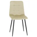 Scaun de living tapitat cu catifea bej și spătar matlasat, 44x54x89 cm