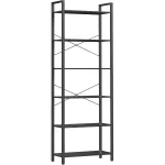 Biblioteca VASAGLE cu 6 rafturi, cadru metalic, 66x30x186 cm, negru