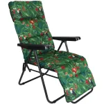 Scaun de gradina pliabil cu perna si suport picioare, metalic, multicolor
