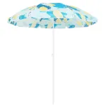 Umbrela de plaja 160 cm cu structura metalica, inclinare reglabila si husa transport, albastru si galben