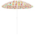 Umbrela plaja 180 cm cu imprimeu fructe, structura otel, reglabila pe inaltime si inclinare, multicolor
