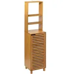 Dulap de baie 5Five Sicela din bambus, cu usa si rafturi, 38x33x168 cm