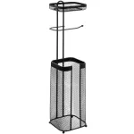 Suport hartie igienica 5Five Mayaj cu depozitare, otel negru, 17x16x73 cm