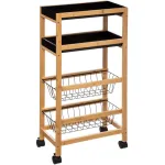 Carucior de depozitare 5Five Blackwood cu 3 niveluri, bambus si MDF