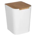 Coș de gunoi 5Five Natureo cu capac din bambus, 5L, alb