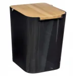 Coș de gunoi 5Five Natureo 5L cu capac din bambus, negru