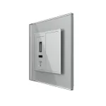 Priza USB-A + USB-C cu Rama Din Sticla si Tasta Falsa LIVOLO SmartElectro IntelligentHouse
