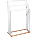 Suport prosoape 5Five Lysandre cu 3 bare si baza din bambus alb, 55x24x82 cm