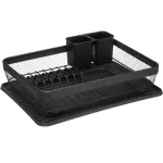 Suport de vase 5Five Mayaj cu tava detasabila, 1 nivel, negru, 43x32x13,5 cm