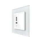 Priza USB-A + USB-C cu Rama Din Sticla si Tasta Falsa LIVOLO SmartElectro IntelligentHouse