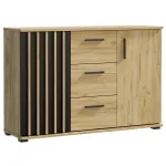 Comodă Montana 120 cu 2 uși și 3 sertare, craft-negru, 120x37x80 cm