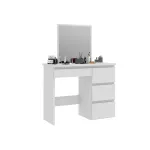 Masă de toaletă Beta cu oglindă și 4 sertare, alb, 94x43x130 cm
