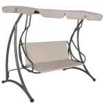 Leagan de gradina 3 locuri cu copertina reglabila si cadru din otel, bej