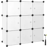 Organizator modular SONGMICS cu 9 cuburi si usi, alb, 93x31x93 cm