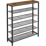 Etajeră pentru pantofi VASAGLE cu 5 rafturi și poliță, maro rustic