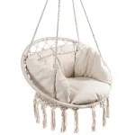 Scaun suspendat rotund cu pernă Confort Plus pentru casă și grădină, bej