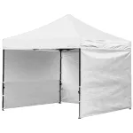 Cort tip pavilion cu 3 pereti laterali, structura solida otel si acoperis impermeabil PVC, 3x3 m cu inaltime reglabila, alb