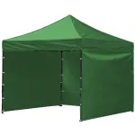Cort tip pavilion cu 3 pereti laterali, structura solida otel si acoperis impermeabil PVC, 3x3 m cu inaltime reglabila, verde