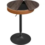 Masa de bar reglabila VASAGLE, maro caramel, cu spatiu de depozitare