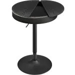 Masă de bar VASAGLE neagră, reglabilă pe înălțime, cu spațiu de depozitare