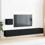Set comodă TV Pe perete Stejar Negru Lemn compozit GartenMobel Dekor