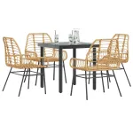 Set de sufragerie de grădină 5 piese sticlă maro din poli ratan GartenMobel Dekor