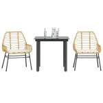 Set mobilier de grădină cu perne 3 piese maro sticlă polirattan GartenMobel Dekor