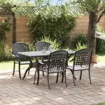 Set de masă pentru grădină 5 pcs Negru Aluminiu GartenMobel Dekor