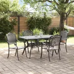 Set de masă pentru grădină 5 pcs Negru Aluminiu GartenMobel Dekor