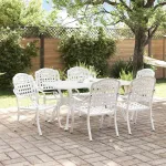 Set de masă pentru grădină 7 pcs Alb Aluminiu GartenMobel Dekor