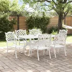 Set de masă pentru grădină 7 pcs Alb Aluminiu GartenMobel Dekor