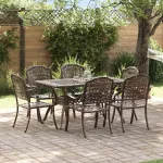 Set de masă pentru grădină 7 pcs Bronz Aluminiu GartenMobel Dekor