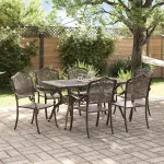 Set de masă pentru grădină 7 pcs Bronz Aluminiu GartenMobel Dekor