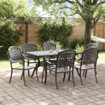 Set de masă pentru grădină 7 pcs Negru Aluminiu GartenMobel Dekor