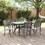 Set de masă pentru grădină 7 pcs Negru Aluminiu GartenMobel Dekor