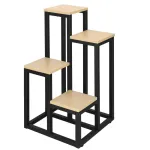 Stand pentru flori cu 4 etajere, cadru metalic si polite bej, 34x34x68 cm