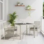 Set de masă pentru grădină 3 pcs Gri deschis poliratan GartenMobel Dekor