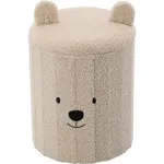 Taburet pentru copii pliabil cu spatiu de depozitare, ursulet bej, 28x34 cm