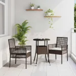 Set de masă pentru grădină 3 pcs Maro poliratan GartenMobel Dekor