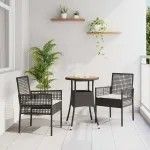 Set de masă pentru grădină 3 pcs Negru poliratan GartenMobel Dekor